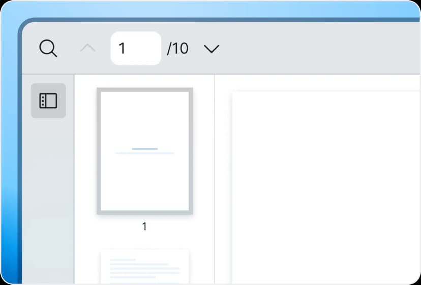 React PDF Kit thumbnail panel showing page preview thumbnails for quick document navigation in React