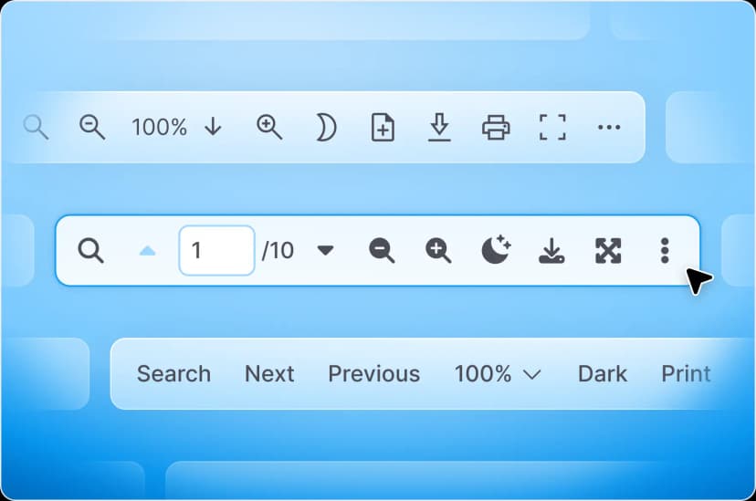 React PDF Kit custom toolbar built separately from the viewer component using the React PDF Kit API