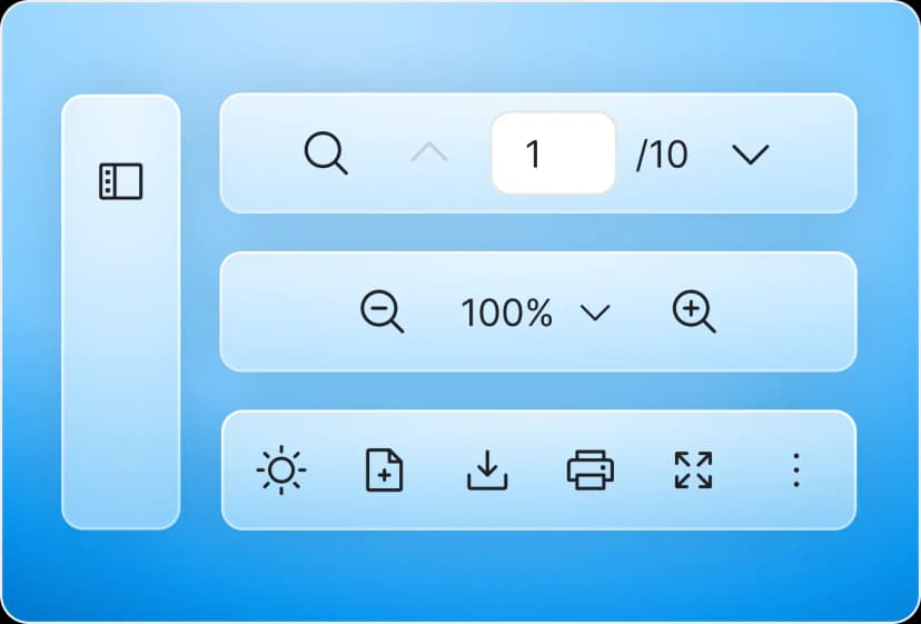 React PDF Viewer customizable panel with toolbar and sidebar tools shown and hidden via toggle controls