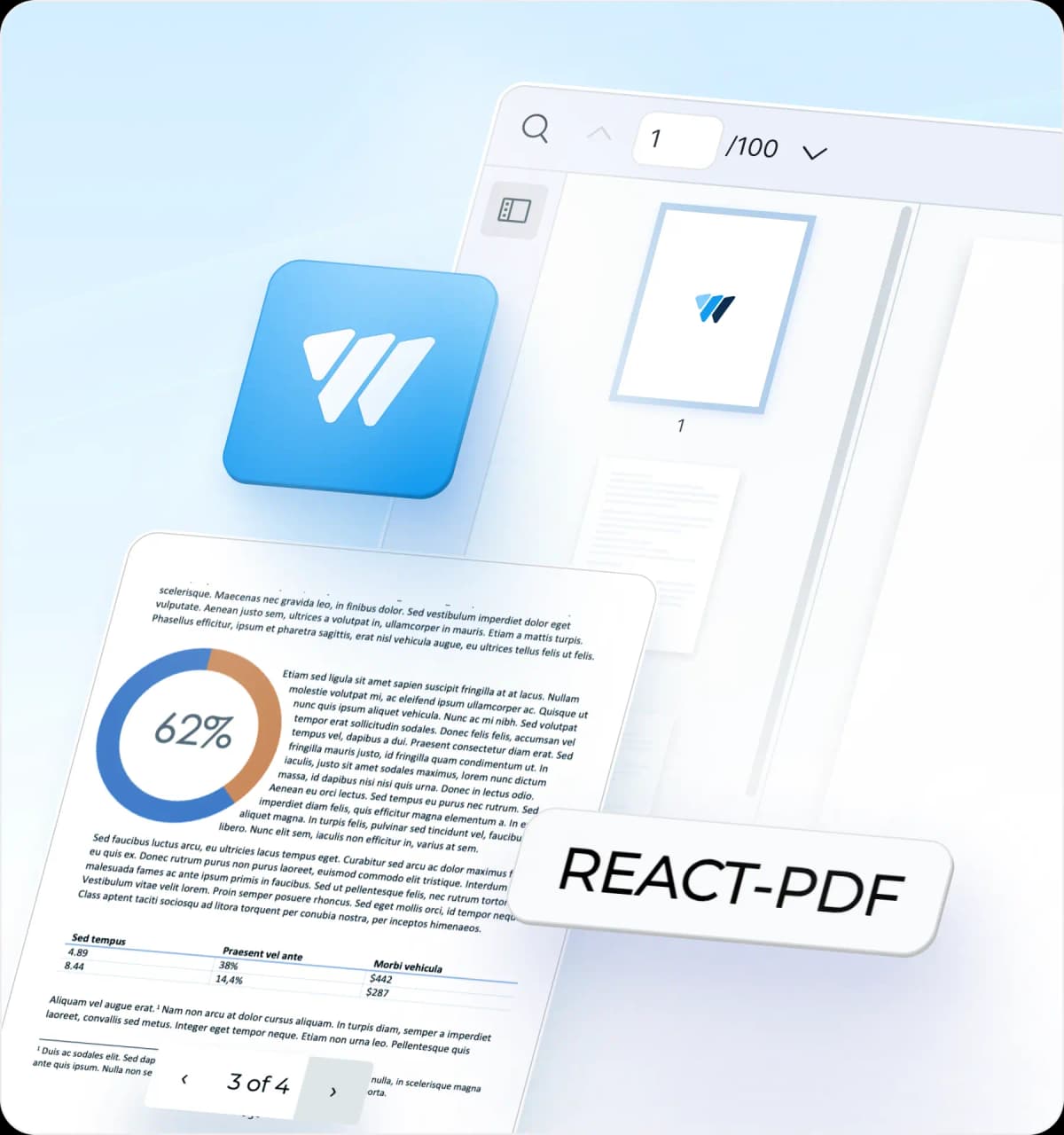 React PDF Viewer comparison image showing React PDF Kit as an alternative to wojtekmaj/react-pdf