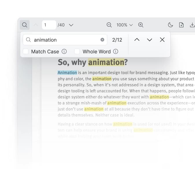React PDF Viewer built-in search for verifying AI citations by locating keywords in PDF documents