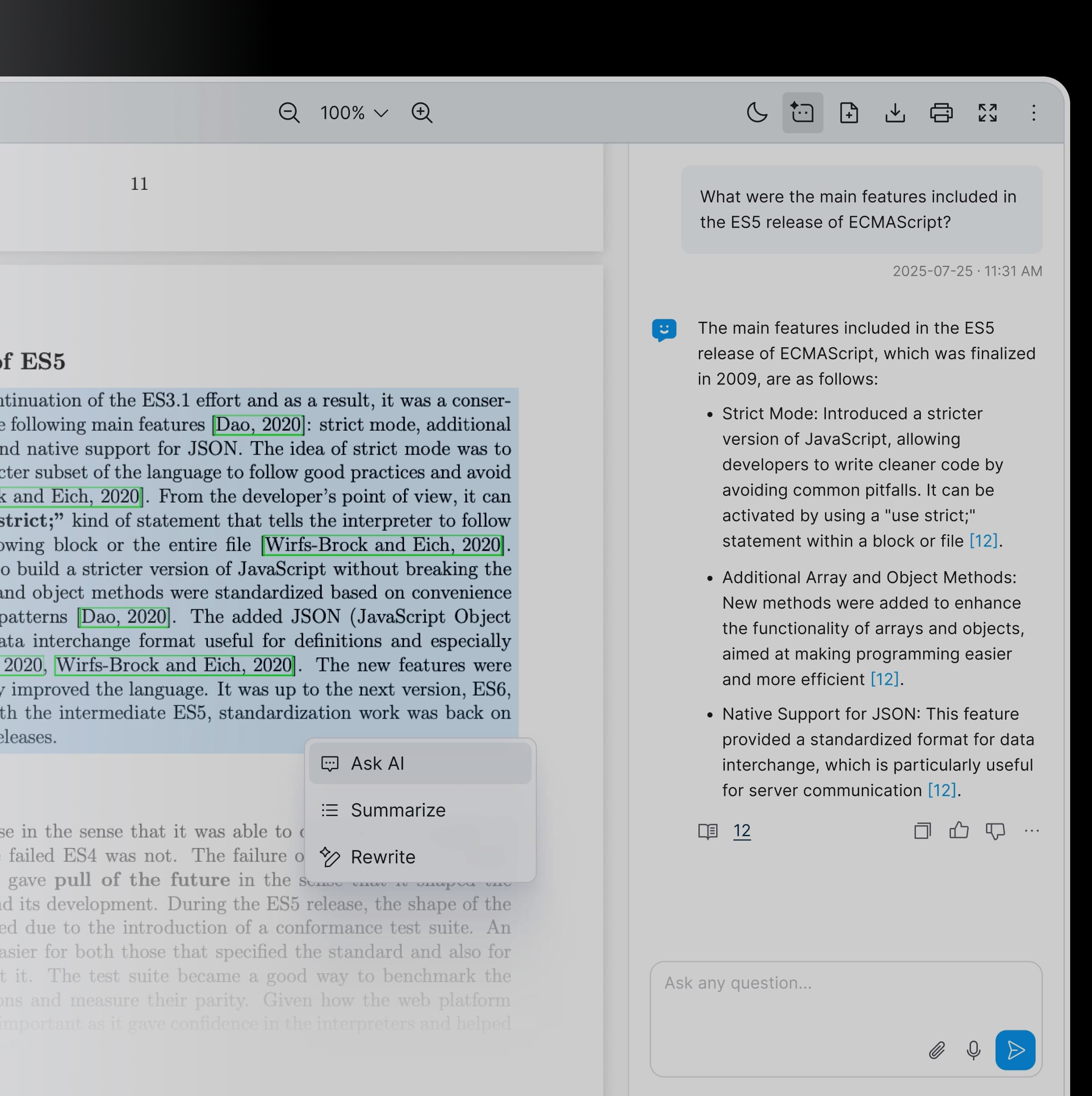 React PDF Viewer AI-focused code examples for text selection, AI annotations, and citation navigation