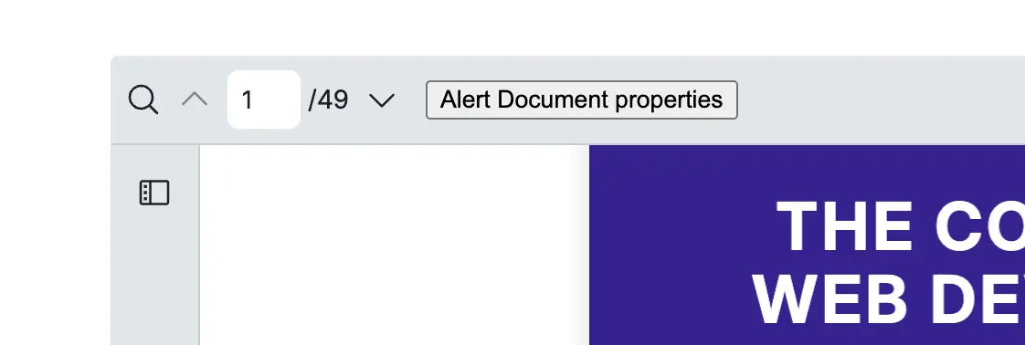 React PDF Viewer custom toolbar with a button that reveals PDF document properties on click