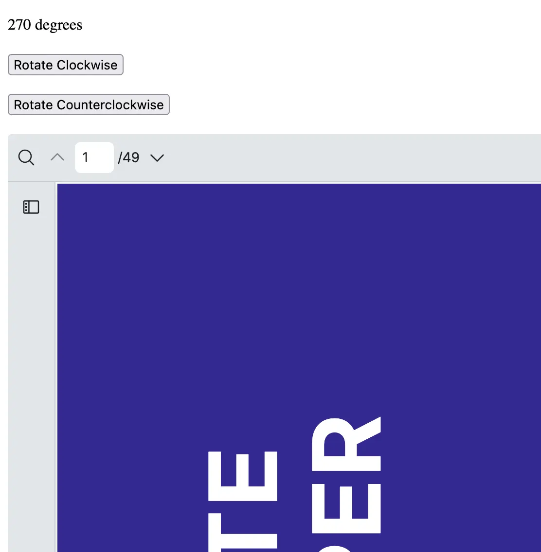 React PDF Viewer with an external rotate button placed in a parent component outside the toolbar