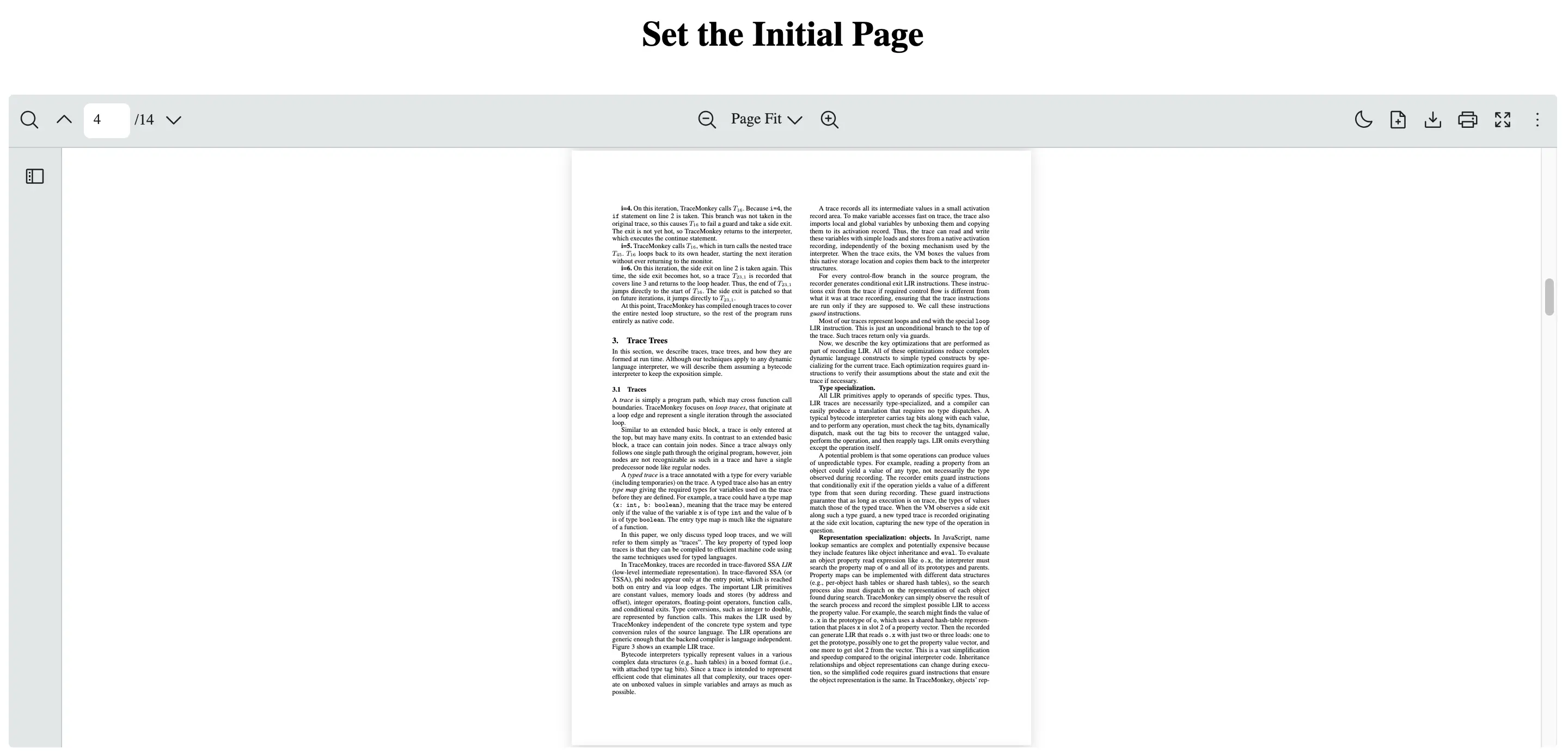 React PDF Kit initialPage prop example opening a PDF viewer on page four