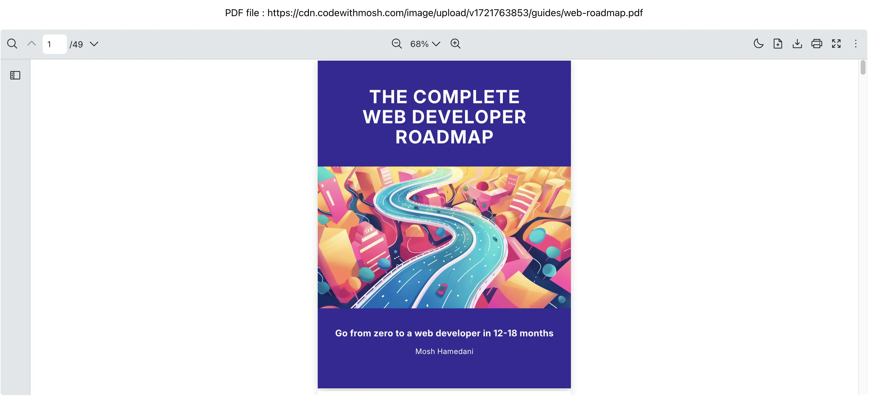 React PDF Viewer displaying a multi-page web roadmap PDF loaded from a remote HTTPS URL