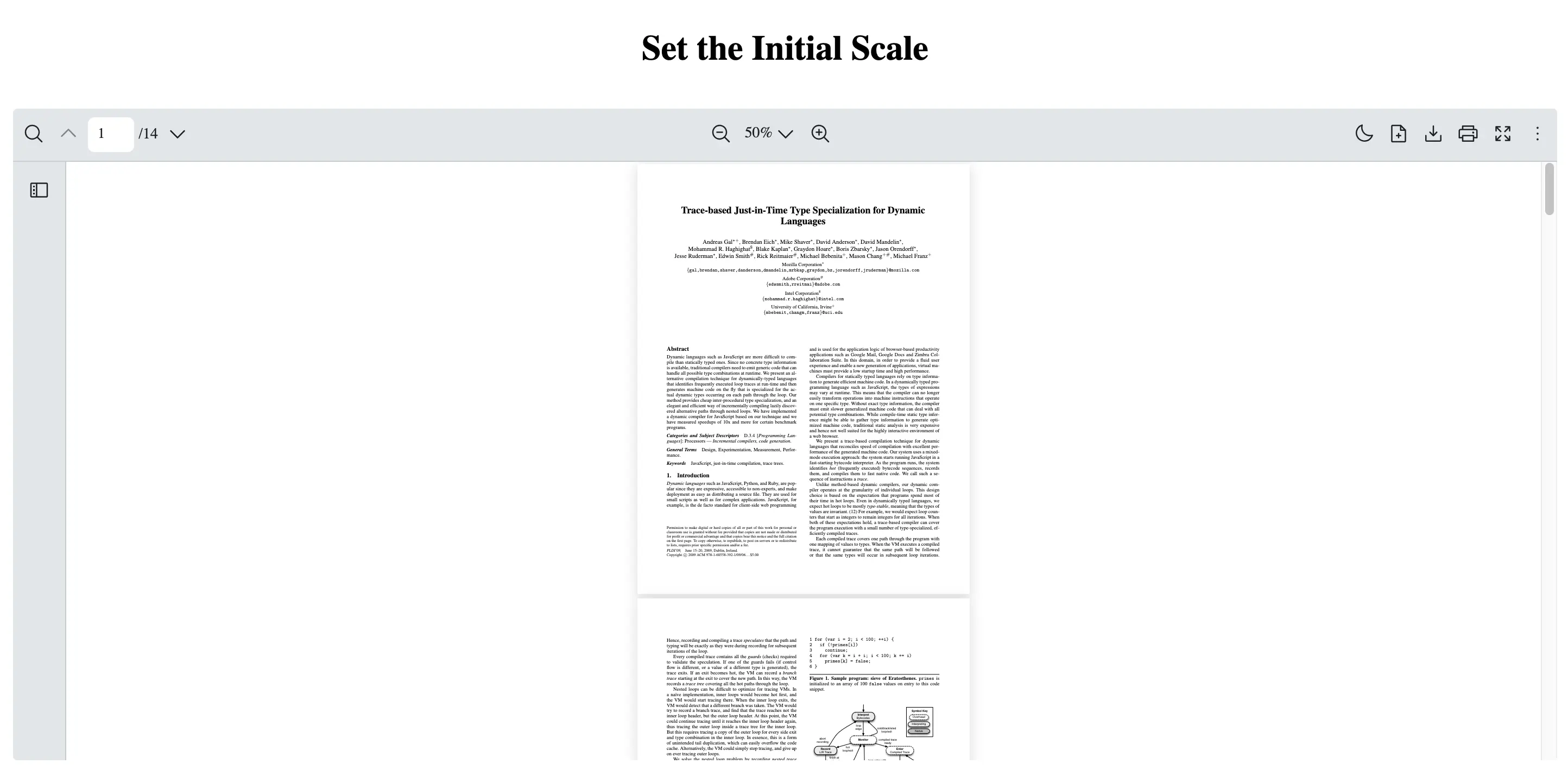 An example of how to set the initial scale