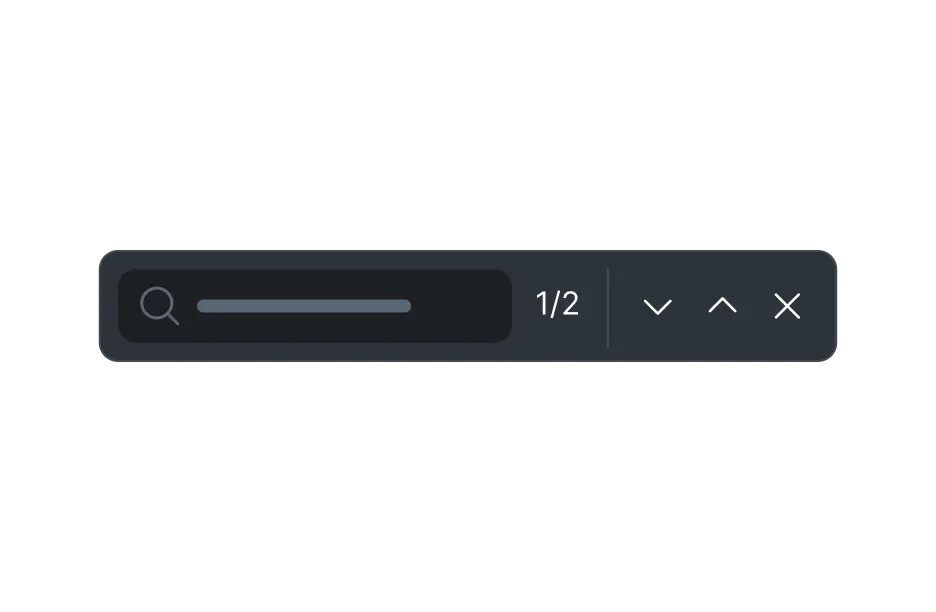 React PDF Viewer full-text search popover with match highlighting in dark mode