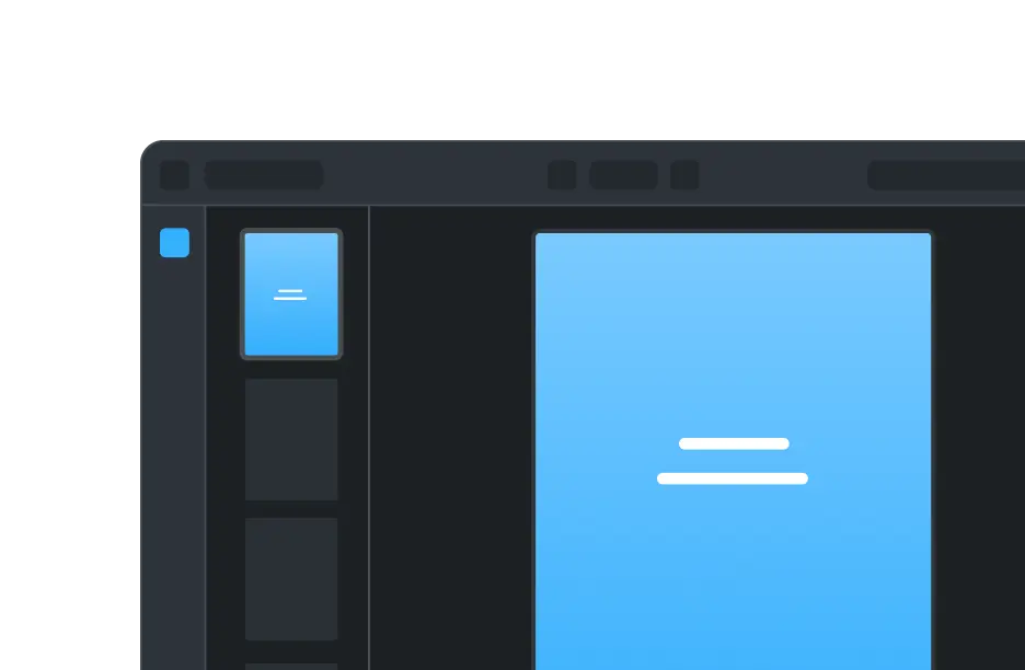 React PDF Viewer sidebar thumbnail panel in dark mode showing PDF page previews