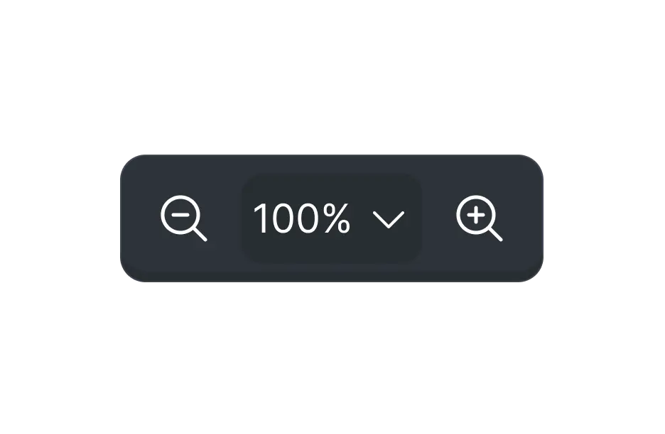 React PDF Viewer zoom control dropdown in dark mode with percentage scale options