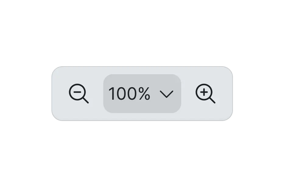 React PDF Viewer zoom control dropdown with percentage scale options in light mode