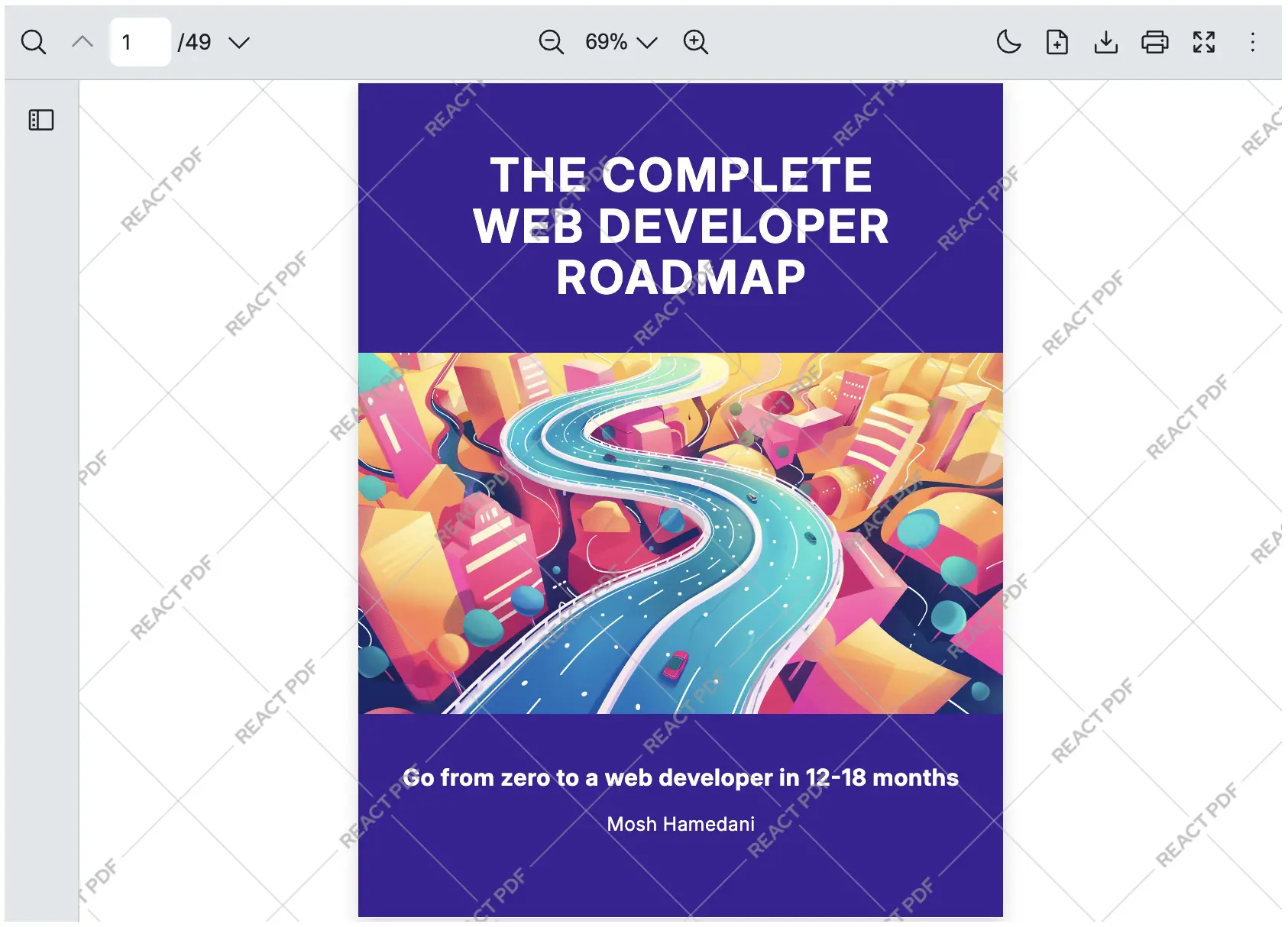 React PDF Viewer rendering a PDF document with the default toolbar and layout visible