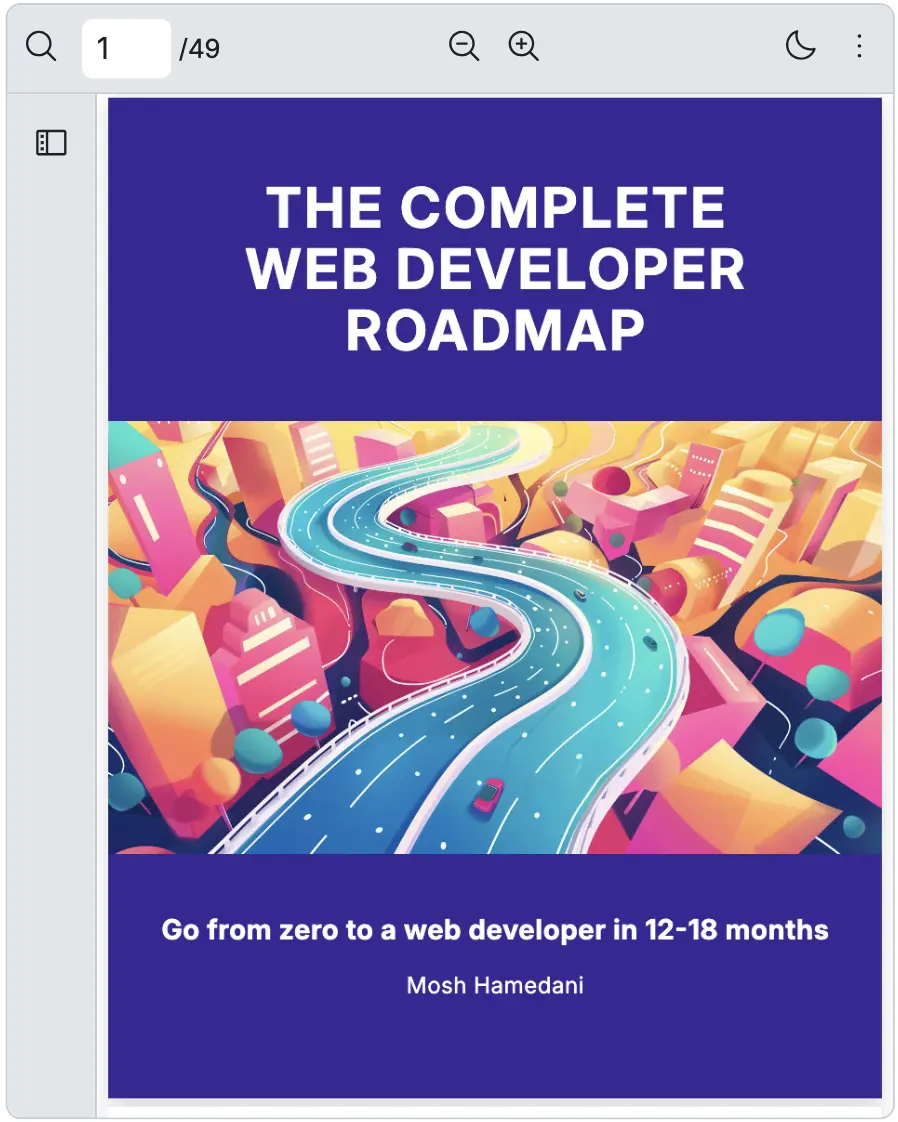 React PDF viewer component displayed in mobile responsive layout at 768px breakpoint