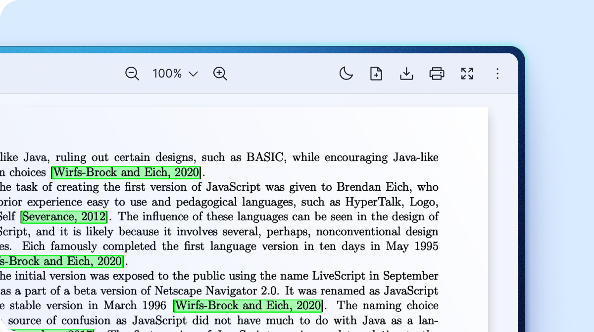 PDF viewer displaying green bbox citation highlights across a document page